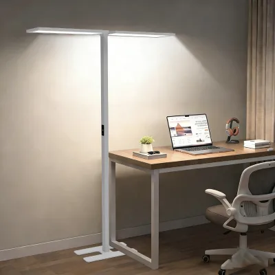 LED European Aluminum Double Head Floor Touch Control Indirect Lighting Square Metal Dimmable Office Living Room 3-Year Warranty