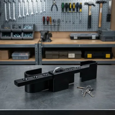 Durable Adjustable Locking Bracket Built-in Lock Cylinder for Locking Trailer Hitch and Container Doors