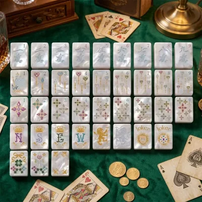 Premium Pearl Shell American Mahjong Set Exquisite Diamond Pattern Tiles Hand Play Friendly for Leisure and Party Use