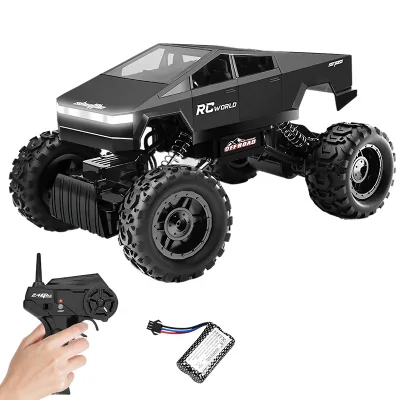 RC World 1:14 Off Road Pickup Truck RTR W/ 2.4Ghz Remote Control Car Headlights Big Vacuum Tires Rechargeable Battery Cybertruck