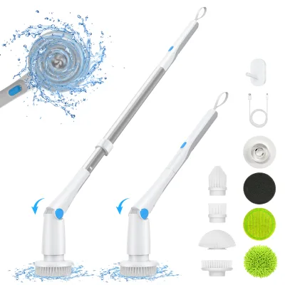 C2  Electric Spin Scrubber Rechargeable Power Scrubber Cleaning Brush With 4 Brush Heads
