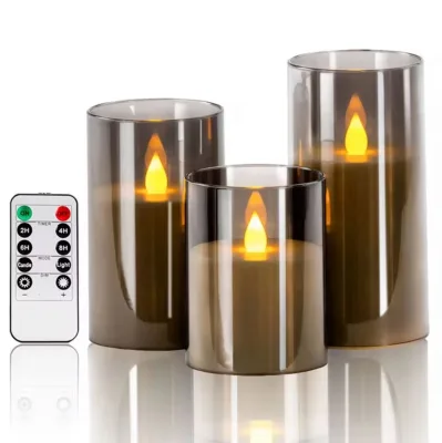 Electronic Candles Light Flameless Remote Timer Flickering Lamp Clear Acrylic Glass Battery Powered Wedding Party Christmas