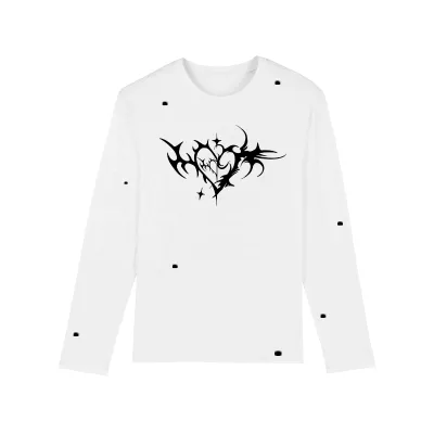 Custom Unisex Basic Crew Neck Cotton Oversize Long Sleeve Destroyed T Shirts