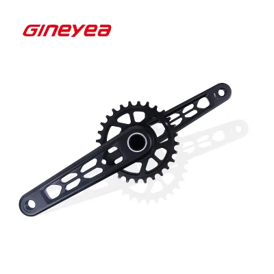 28T 24mm Aluminum Bicycle Crankset 140-170mm Narrow Wide Chainring Hollow Spindle Sandblasted/Anodized Black for 68-73mm Bottom
