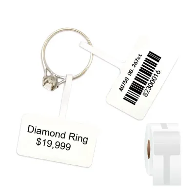 100pcs/Roll High Quality Jewelry Price Tag 25x30+45mm Mini Size Thermal Label Sticker Paper for Jewelry Packaging & Display