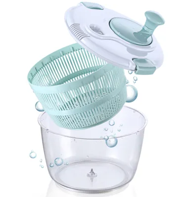 DD1109   Quick Dryer Push Salad Spinner Dehydrator Handed Handle Vegetable Storage Drain Dryer Basket