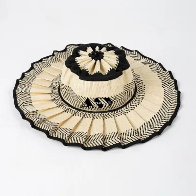 Womens Lorna Murray Paper Silk Screen Printed Floppy Reversible Pleated Wide Brim Foldable Adjustable Casual Outdoor Beach