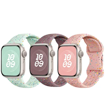 Newest Sport Silicone Watch Strap for Iwatch 49/44/38mm Colored Particles Band for Iwatch Color Particles Silicone Bracelet