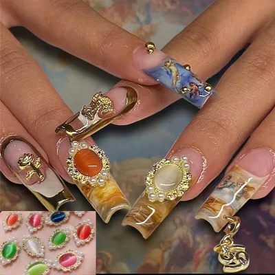 2023 Wholesale New Zircon Charms Cat Eyes Nails Unique Design Jewelry Nail Supplies