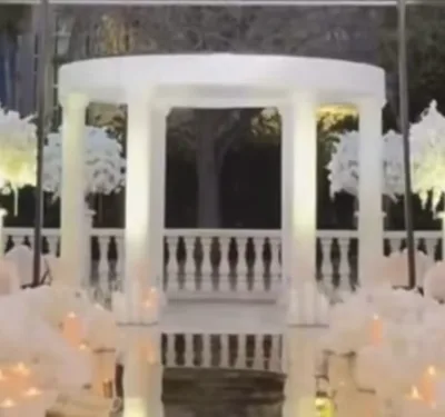 Modern Custom Pvc Acrylic White Ripple Backdrop Open Door Frame Wedding Stage Backdrop