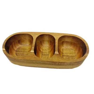 Acacia Wood Dipping Bowl Handmade Eco-Friendly Wooden Sauce Bowl Condiment Dish for Party Serving
