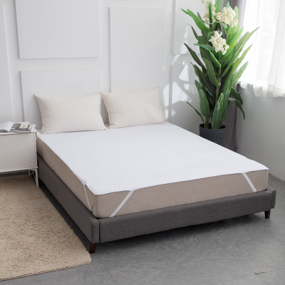Vinyl Free Breathable Waterproof Bed Cover Mattress Pad With Elastic Band Straps