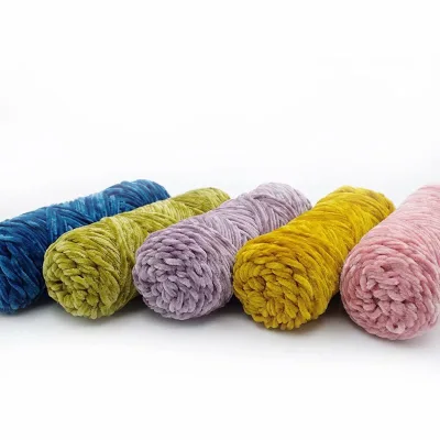 Hot Selling Multi Color Soft Warm Chunky Hand Knit 100% Polyester Chenille Velvet Yarn for Knitting Crochet Milk Yarns