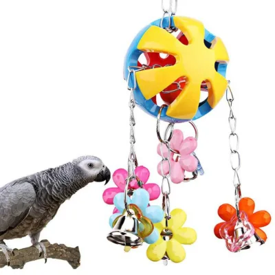Colorful Bird Ball Toy Flower Bell for Parrots Small Parakeets-Eco-Friendly Durable Reusable Hanging Chew Play Training Ball