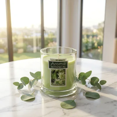 Lime Basil & Citrus Scented Candle Refreshing Citrus Fougere Scent Glass Jar Soy Wax Aroma Candle