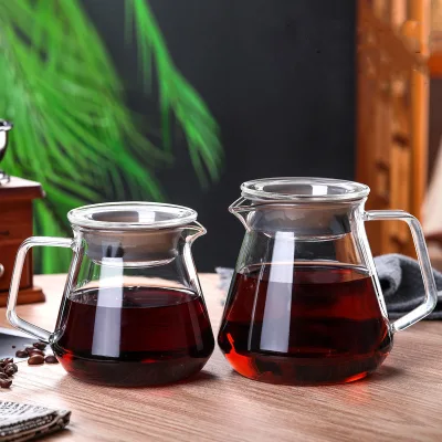 400ml/600ml Transparent Reusable Pour Over Coffee Pot Server Borosilicate Glass Manual Brewer for Kitchen Use