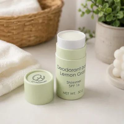 Eco Friendly Push up Deodorant Paper Tube Custom Cardboard Container for Lemongrass Solid Deodorant Body Balm Packaging