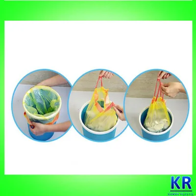 Hdpe garbage bags with drawtpe,orange
