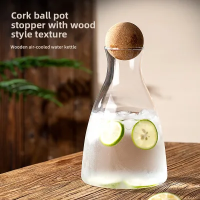 61oz 1.8L Wholesale Borosilicate Glass Water Pitcher With Cork Lid Juice Beverage Wine Container Jug Household Water Bottle Lid