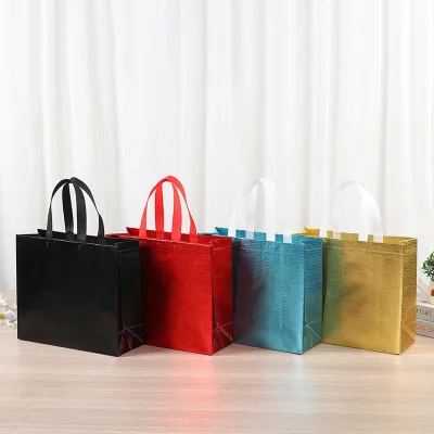Non-Woven Closure-Free Shopping Bags Colorful Laminated Film Logo Printing for Candy/Gift Use Women Children Sizes 44