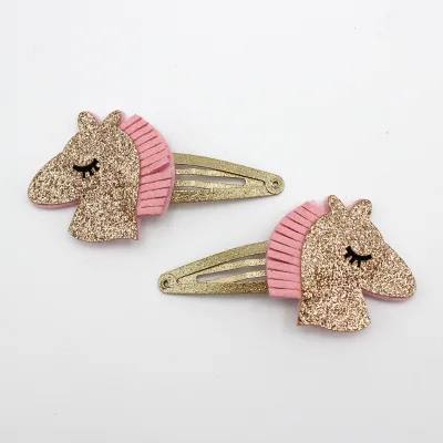 European and American custom-made shiny unicorn animal children cute hair clip