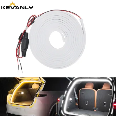 Kevanly 12V 4 Meter High Brightness Car LED Soft Silicone Light Strip Easy Installation for Trunk/Tailgate Decoder Warm White