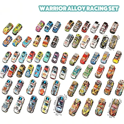 Pull Back Diecast Alloy Race Car Bulk Set Assorted Warrior Metal Racing Vehicle Toy Pack Mini Pullback Race Cars