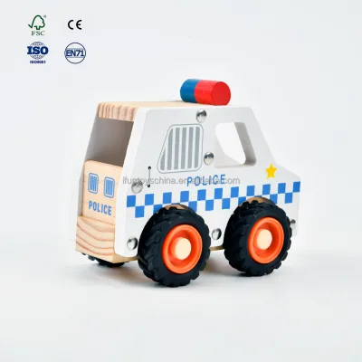 Wooden Toy Wooden Police Car Hand-eye Coordination Brain Development Montessori Education Enlightenment Toy Boy Toy