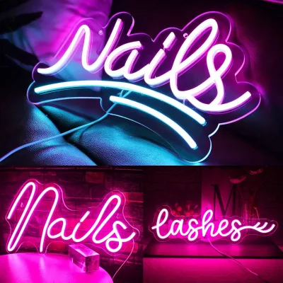 Custom Logo Pink Nail Neon Sign Salon Nails Decoration Spa Bar LED Neon Light Sign
