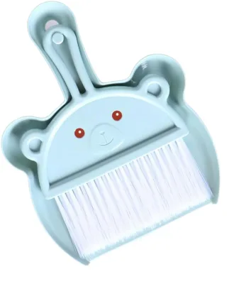 Blue Small Plastic Broom Dustpan Set Snap-On Design Compact Handheld for Dusting Little Areas Kitchens Desks Chairs Pet Rooms