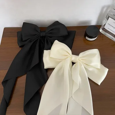 New Bow Ribbon butterfly Hair Clips Simple Handmade Giant Satin Spring Hair Claw Clip Accessories