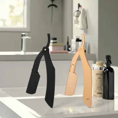Professional Gold Straight Barber Razor Face Shaving Metal Aluminium Alloy Folding Barber razor with Foldable Tool Holders