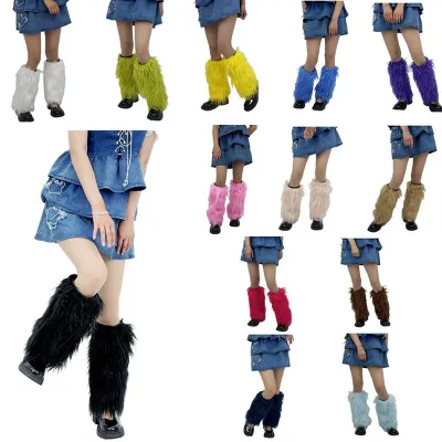 Wholesale Mardi Gras Leg Warmers Ladies Winter Warm Faux Fur Y2K Leg Warmers for Women