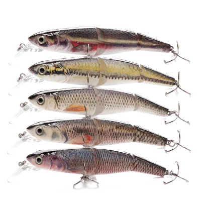 Lifelike Abs Plastic Hard Body 3D Holographic Eyes 3 Section Jointed Pesca Fishing Swim Bait Lure