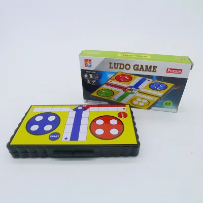 Mini Ludo Game Set Strategy Game Parent Interaction Foldable Board Travel Family Game Party Toy Interactive Board Game Black