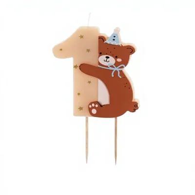 Lovely Bear Shaped 1 Birthday Cake Toppers for Kids
