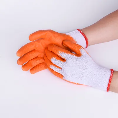 10G Knitted White Poly Cotton Line Smooth Latex Plam Coated Safety Work Durable Protective Glove for Industrial Heavy Duty PPE
