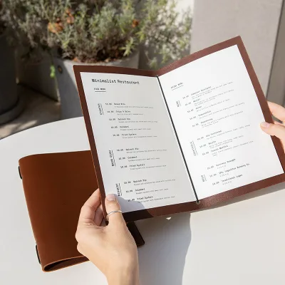 Customized Personalized Leather Menu Folder for Cafe Bar Restaurant PU Menu Folder