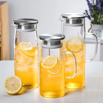 Restaurant and Canteen Use Lead Free Borosilicate Glass Jug Restaurant Water Pitcher With Lid