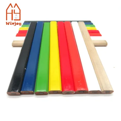 Exports to South Korea No Logo Printing Octangle White Color Carpenter Pencil Nature Wooden Building Pencil