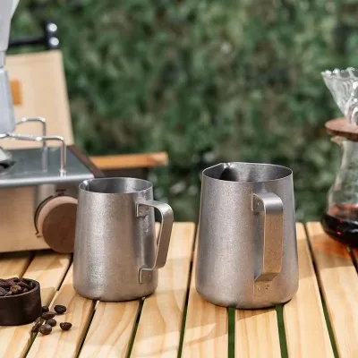 RTS Retro 350ml and 600ml Stainless Steel Cups Painted Surface With Scale Line for Coffee