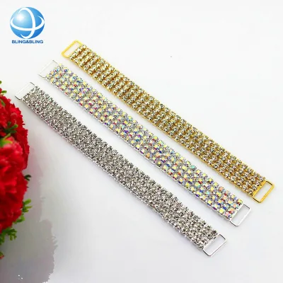 4 Rows Glass Rhinestone Bikini Buckle Bikini Connector Chain for Swimsuit Decorations