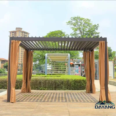 Retractable Roof Black Aluminum Motorized Gazebo for Pool Side Gathering and Leisure