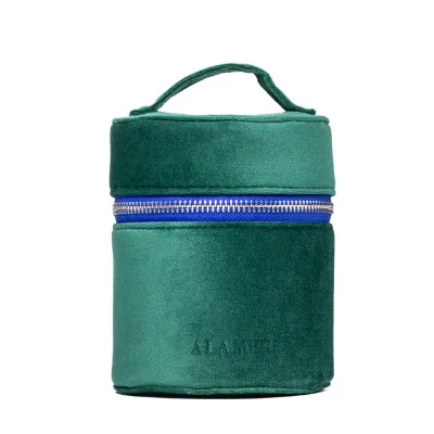 Customized green handheld storage bag, customized flannelette makeup bag, skin care product counter gift bag, travel storage bag