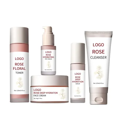 Private Label Brightening Facial Skin Care Plumping Rejuvenating Set for Whitening Rose Skin Care Set