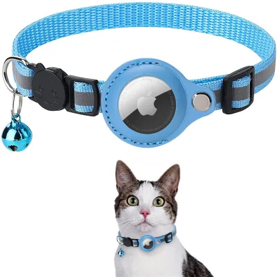 Custom Luxury Reflective Nylon Air Tag Collar for Kittens Puppies Modern PU Breakaway Safety Buckle Perfect Size Bell Included