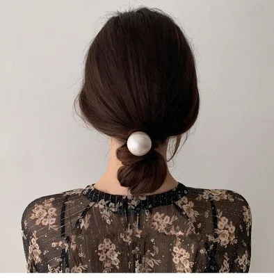 Fancy Day Fashion Big Classic Accessories Women Pearl Scrunchies Hair Elastic Hair Ties Elastic hairband