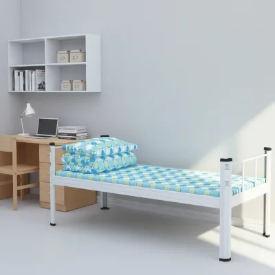 Economic School Dormitory Basic Simple Metal Single Bed for School Bedroom Hotel Apartment