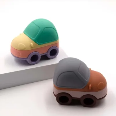 Montessori Educational Silicone Stacking & Nesting Baby Toys Silicone Stacking Car Toy Baby Soft Toys Sensory