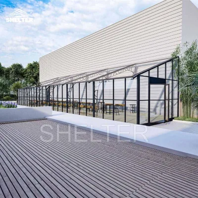 4 Season Shelter Sunroom Pvc Roof Glass Wall Metal Frame Patio Enclosure Lean to Sunroom
